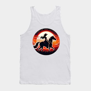 Cowgirl Horse Rider's Dream into the Sunset for Rodeo Queen Tank Top